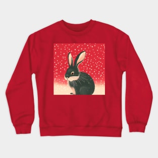 Red Christmas Snow American Black Cute Mini Rex Bunny in Merry Christmas New Year Vibes Crewneck Sweatshirt